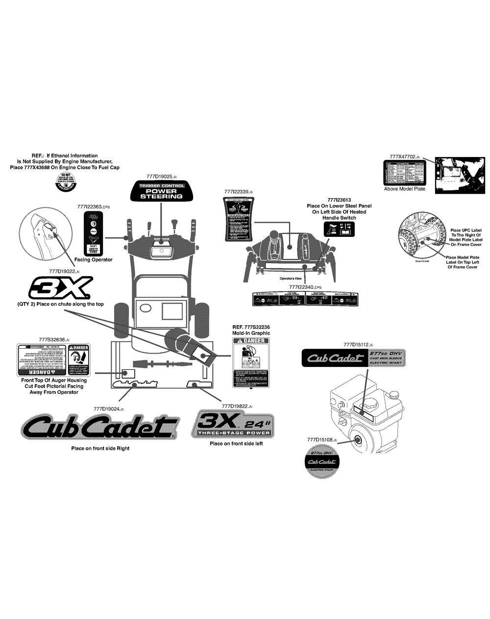 Label Map 24-Inch Diagram and Parts List for 3X24-INCH31AH54TC (31AH54TC710-31AH54TC713-31AH54TC756)(2014) Cub Cadet Snow Blower